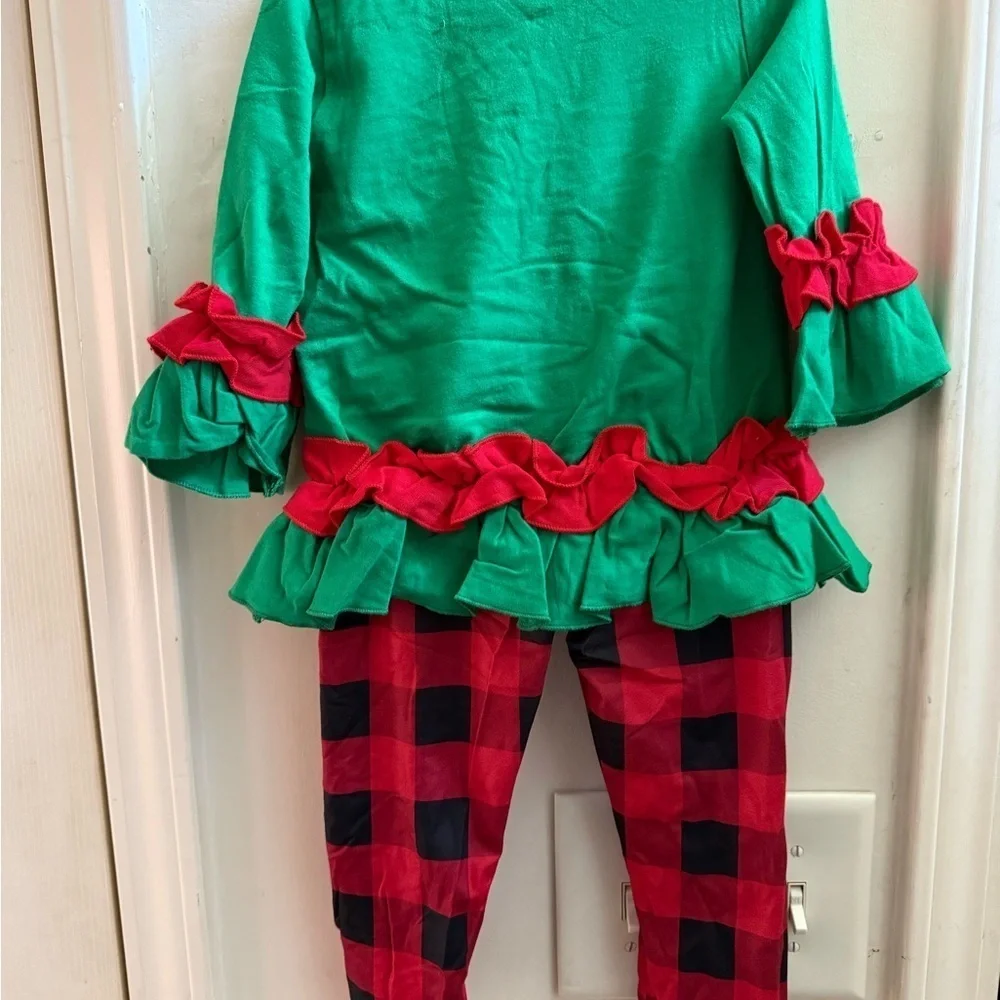 New Christmas Tree Truck Ruffled Tunic & Leggings Set